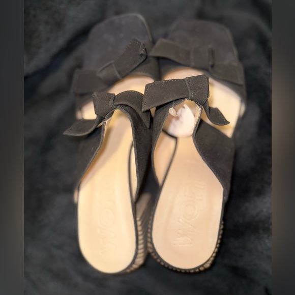 Wonders Black Suede Mules with Crisscross Straps - Picture 5 of 13